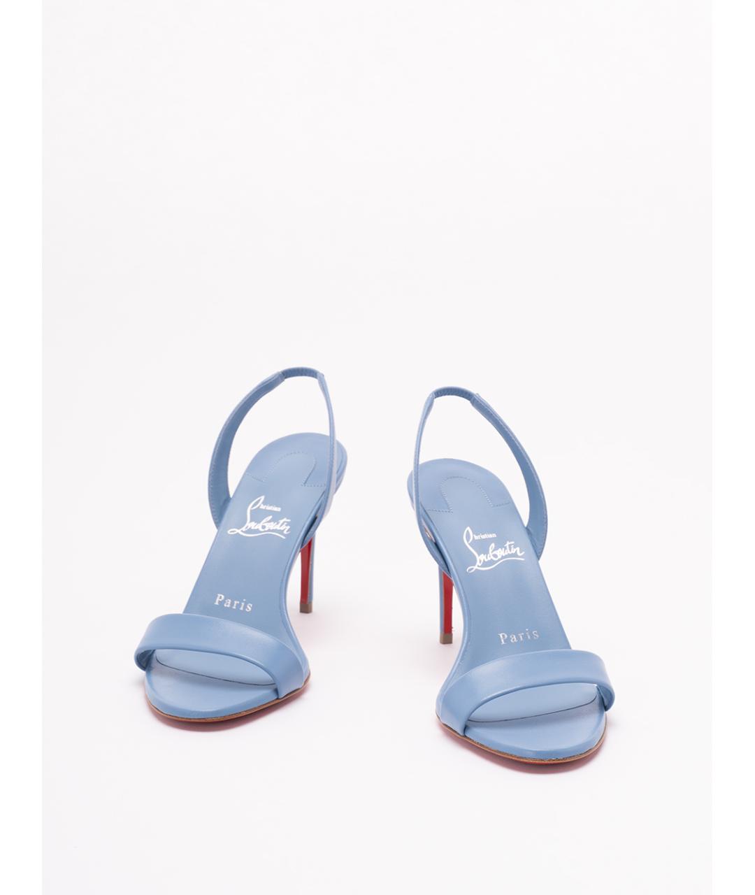 CHRISTIAN LOUBOUTIN Голубые кожаные босоножки, фото 2