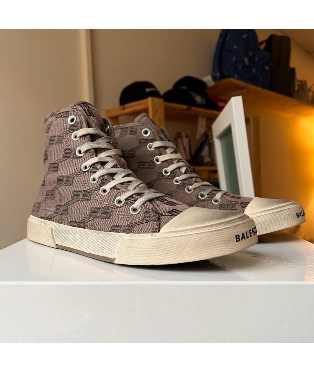 BALENCIAGA Бежевые текстильные кеды, фото 2