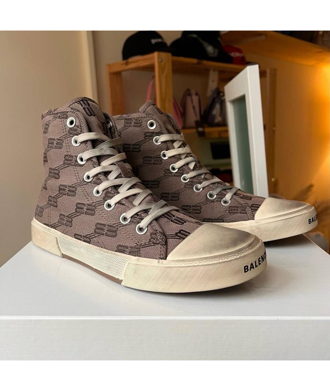 BALENCIAGA Бежевые текстильные кеды, фото 4