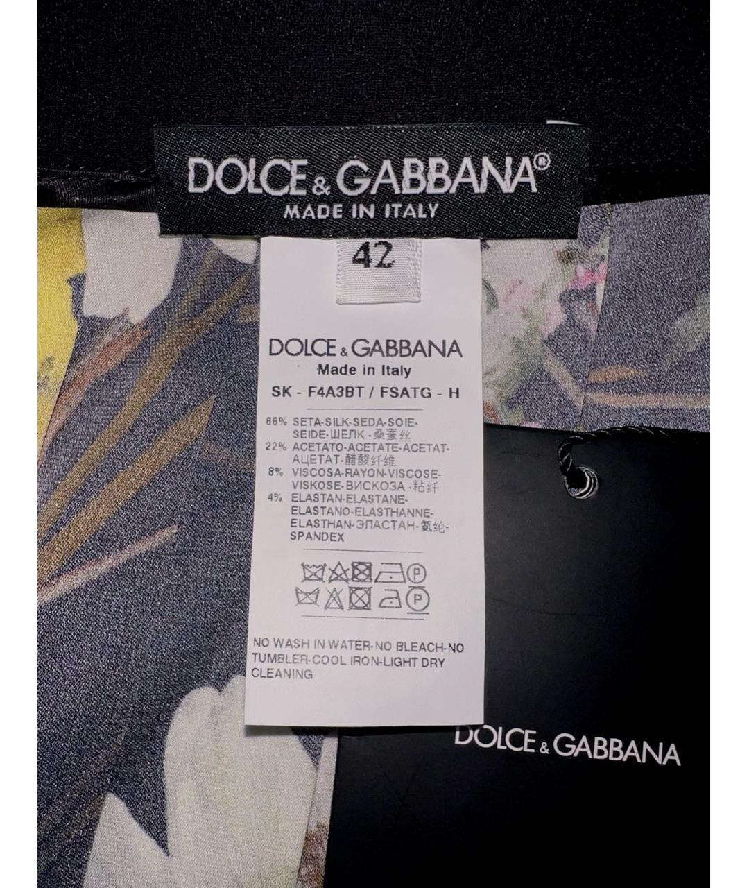 DOLCE&GABBANA Черная шелковая юбка миди, фото 3