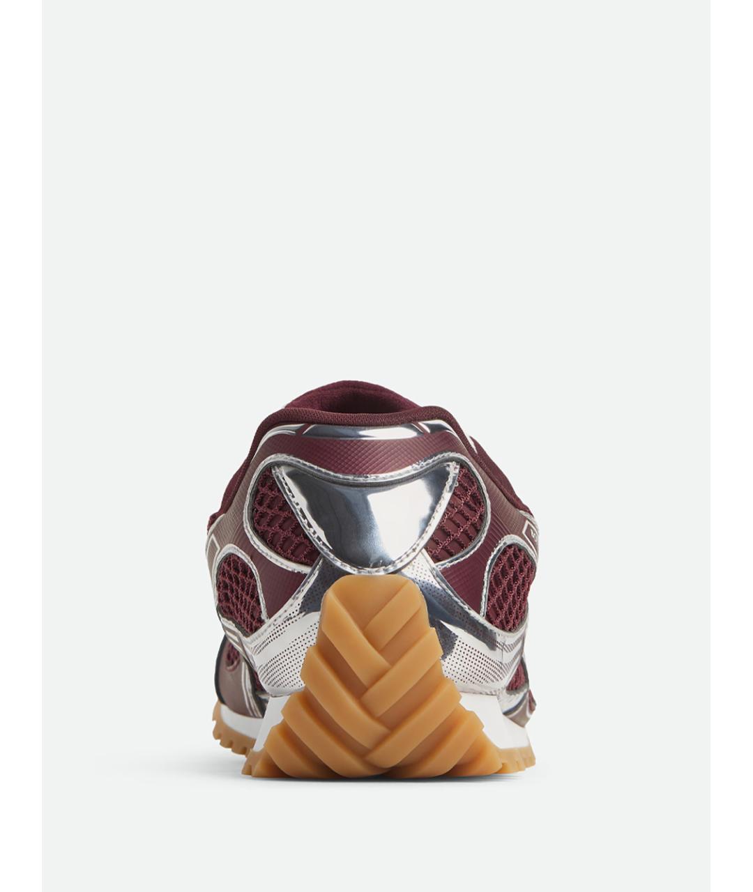 BOTTEGA VENETA Бордовые текстильные низкие кроссовки / кеды, фото 4