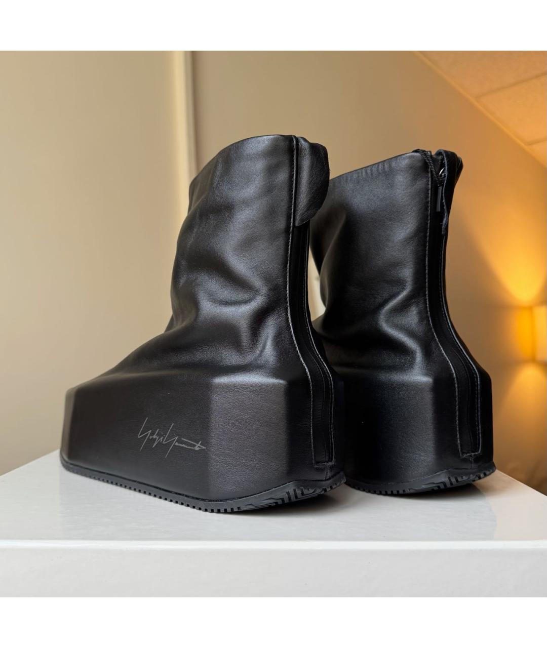 Y-3 Черные кожаные высокие кроссовки / кеды, фото 6