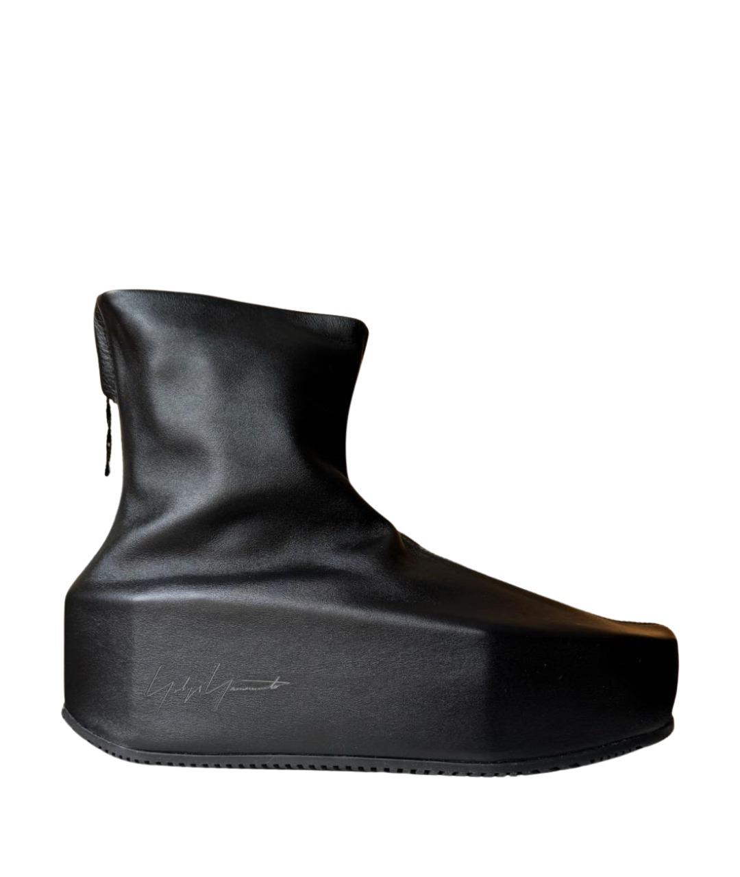 Y-3 Черные кожаные высокие кроссовки / кеды, фото 1