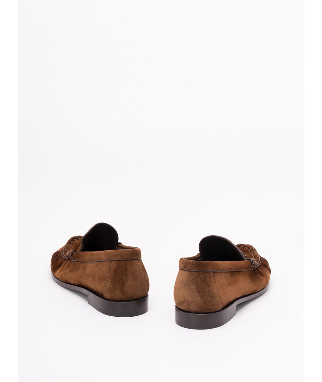 SAINT LAURENT Коричневые замшевые лоферы, фото 3