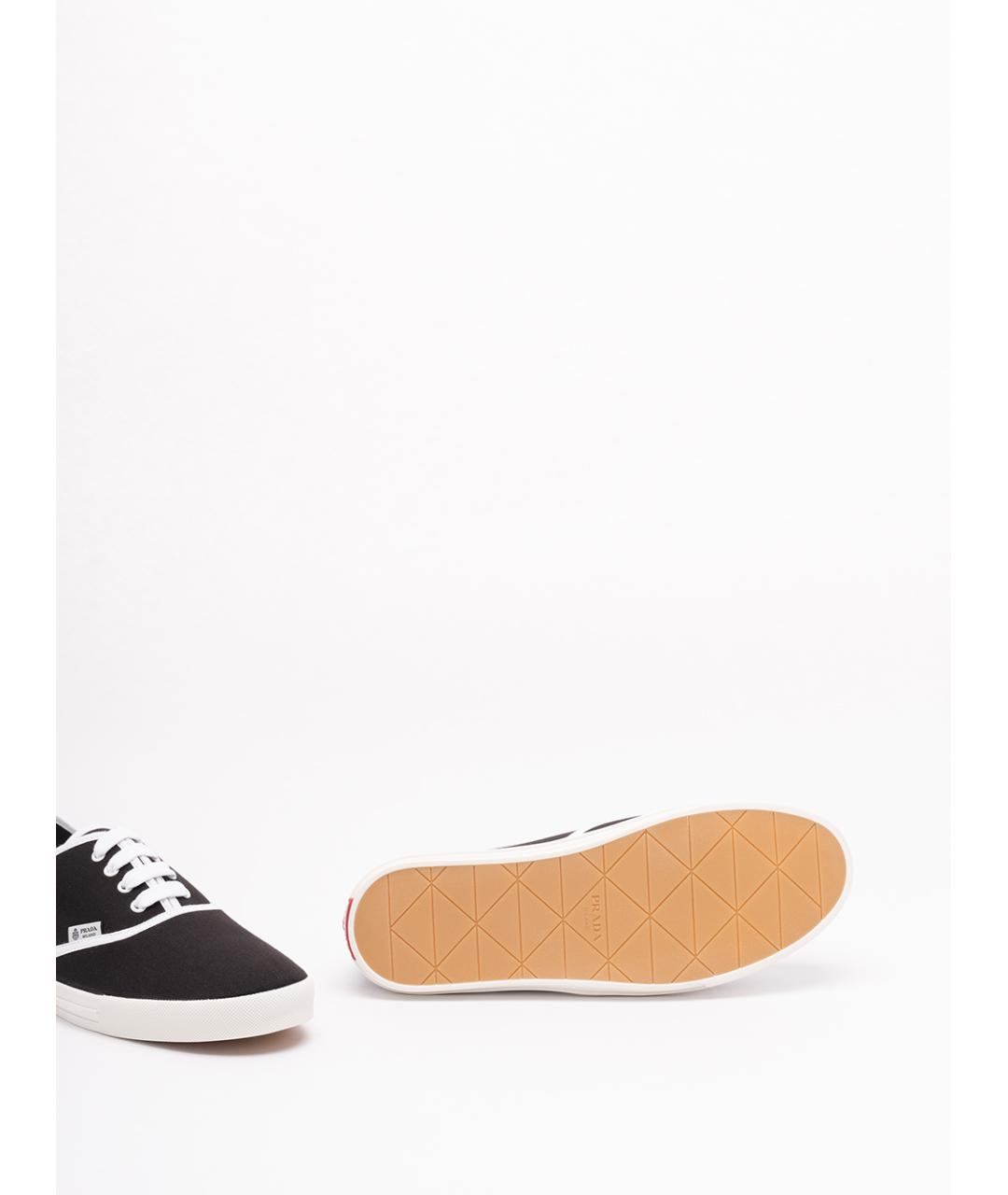 PRADA Черные текстильные низкие кроссовки / кеды, фото 4