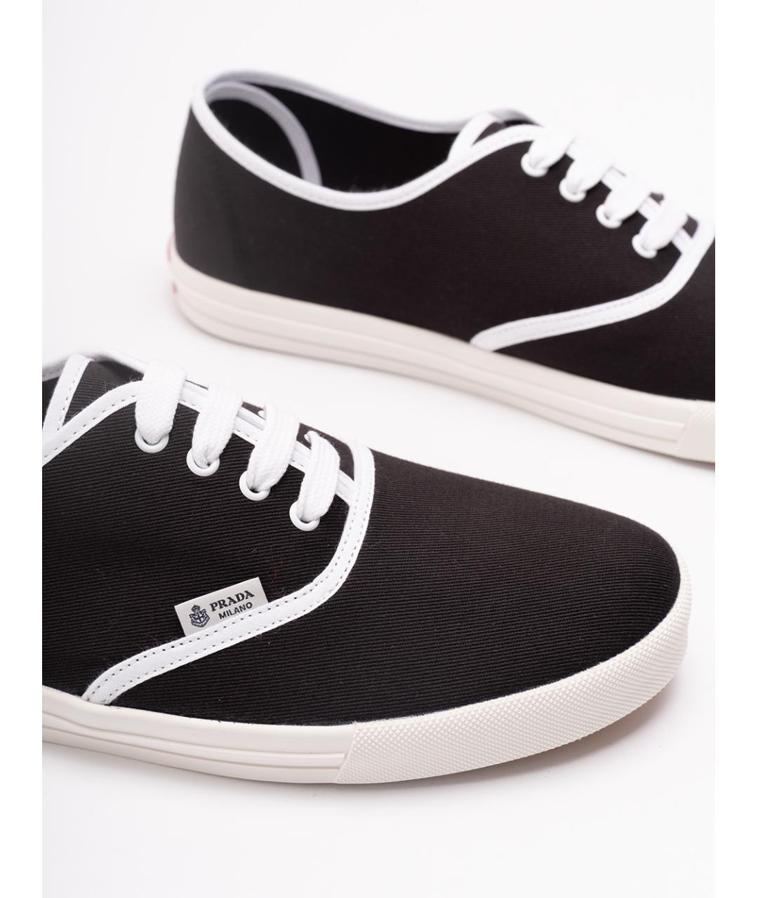 PRADA Черные текстильные низкие кроссовки / кеды, фото 5