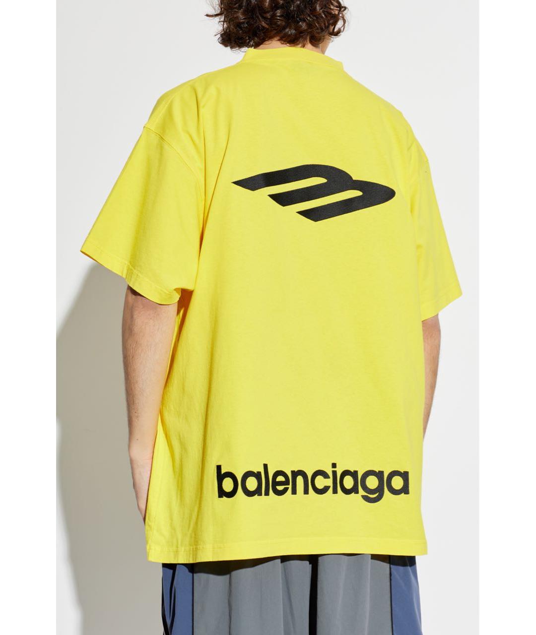 BALENCIAGA Желтая хлопковая футболка, фото 4
