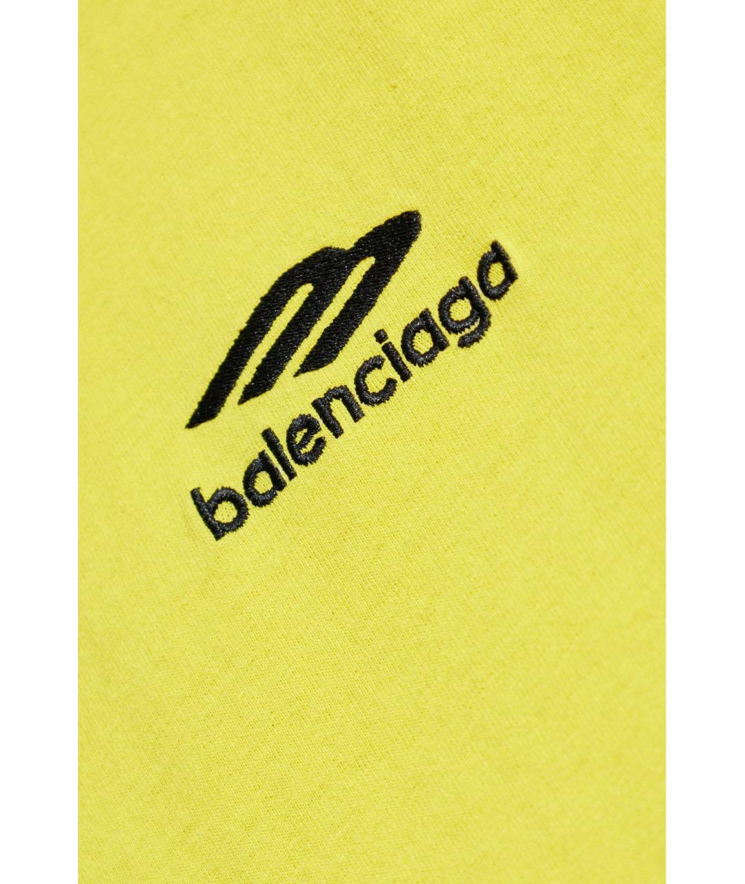 BALENCIAGA Желтая хлопковая футболка, фото 2