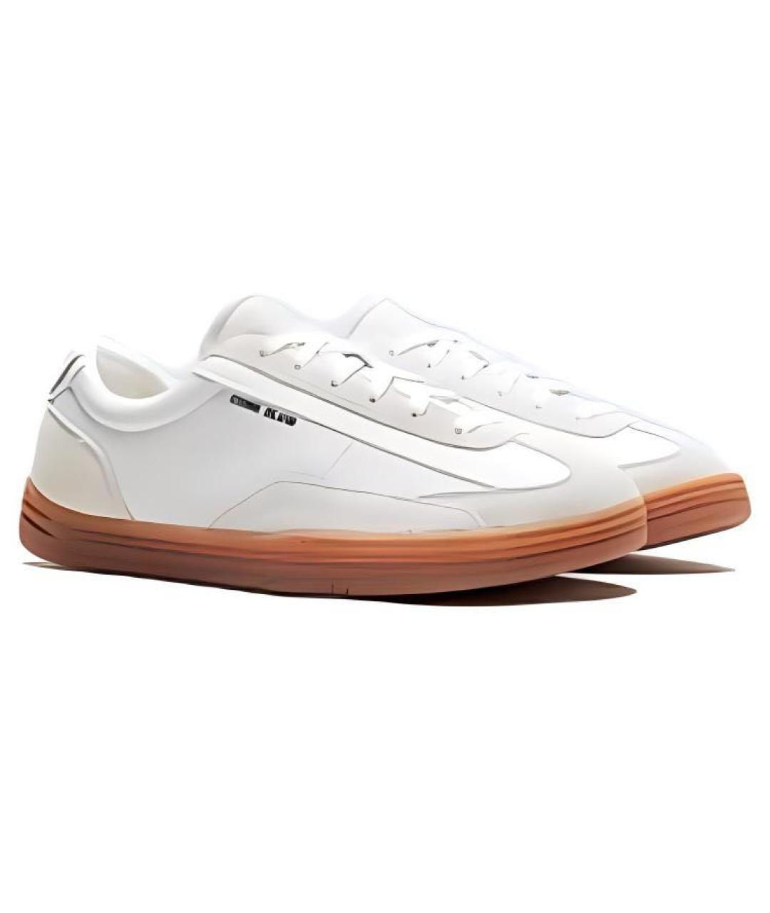 STONE ISLAND Белые кожаные низкие кроссовки / кеды, фото 9