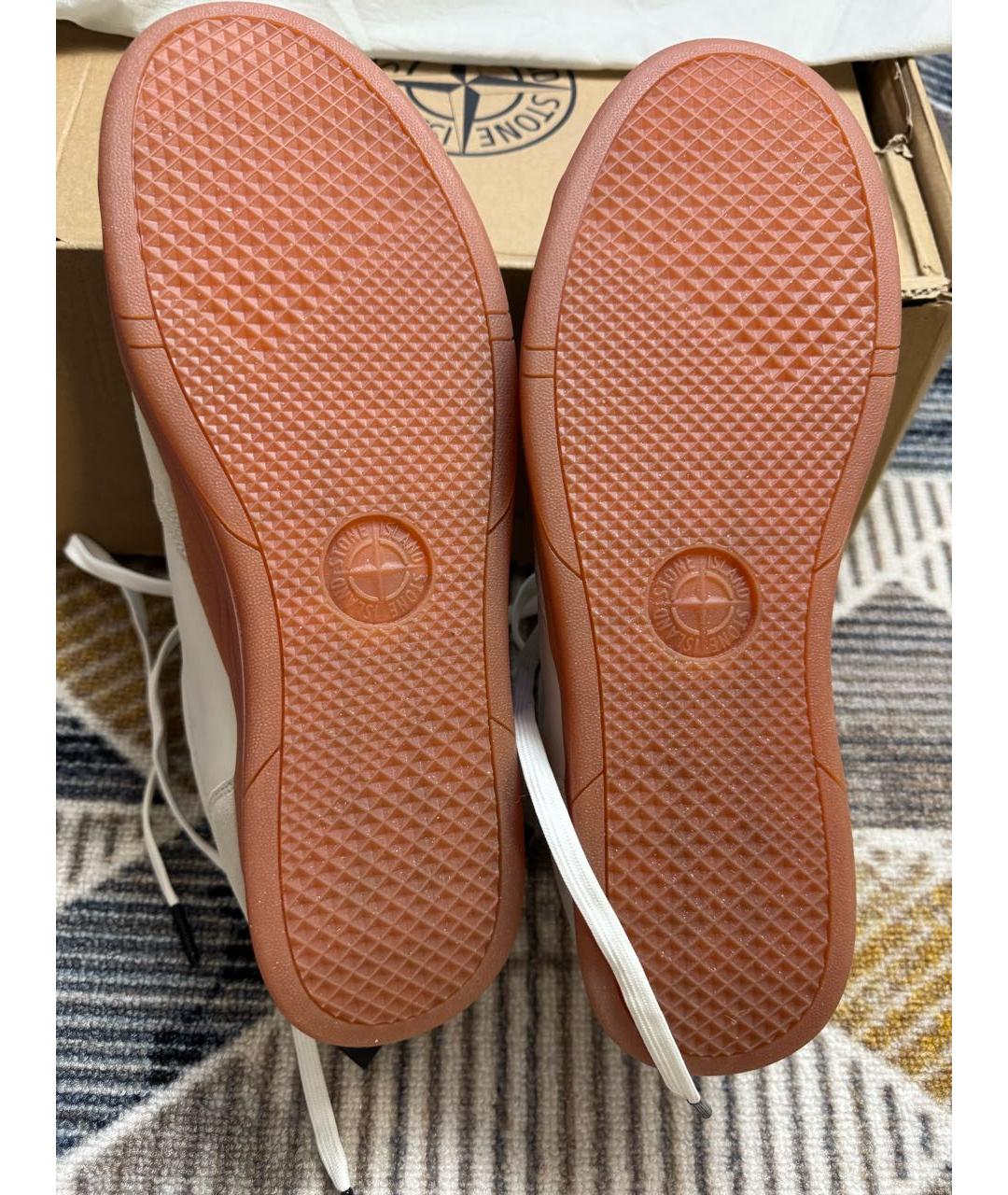 STONE ISLAND Белые кожаные низкие кроссовки / кеды, фото 8