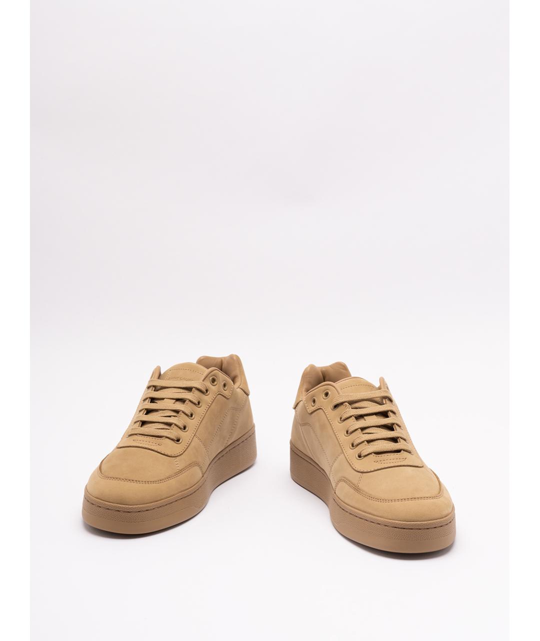 SAINT LAURENT Бежевые кожаные низкие кроссовки / кеды, фото 2