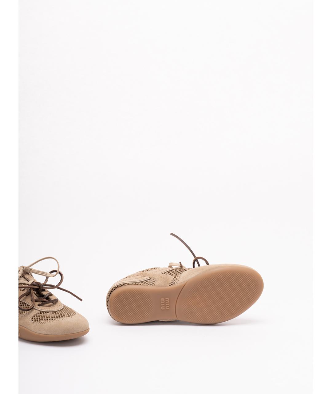 MIU MIU Бежевые текстильные кроссовки, фото 4
