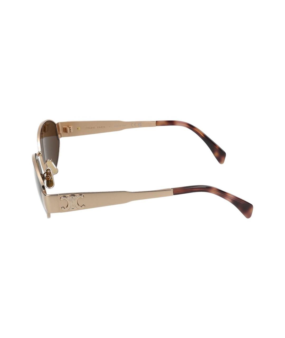 CELINE Золотые металлические солнцезащитные очки, фото 3