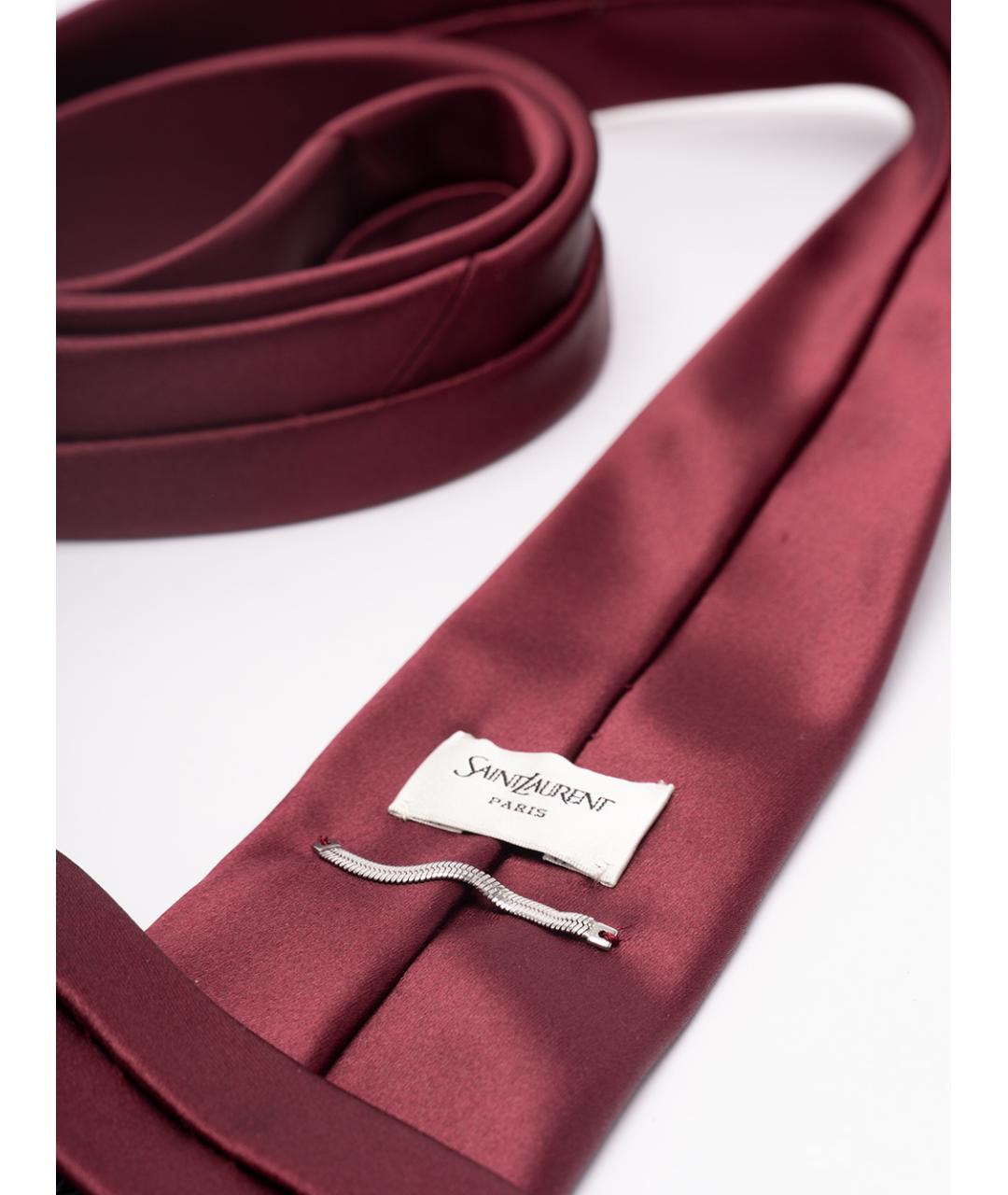 SAINT LAURENT Бордовый шелковый галстук, фото 2