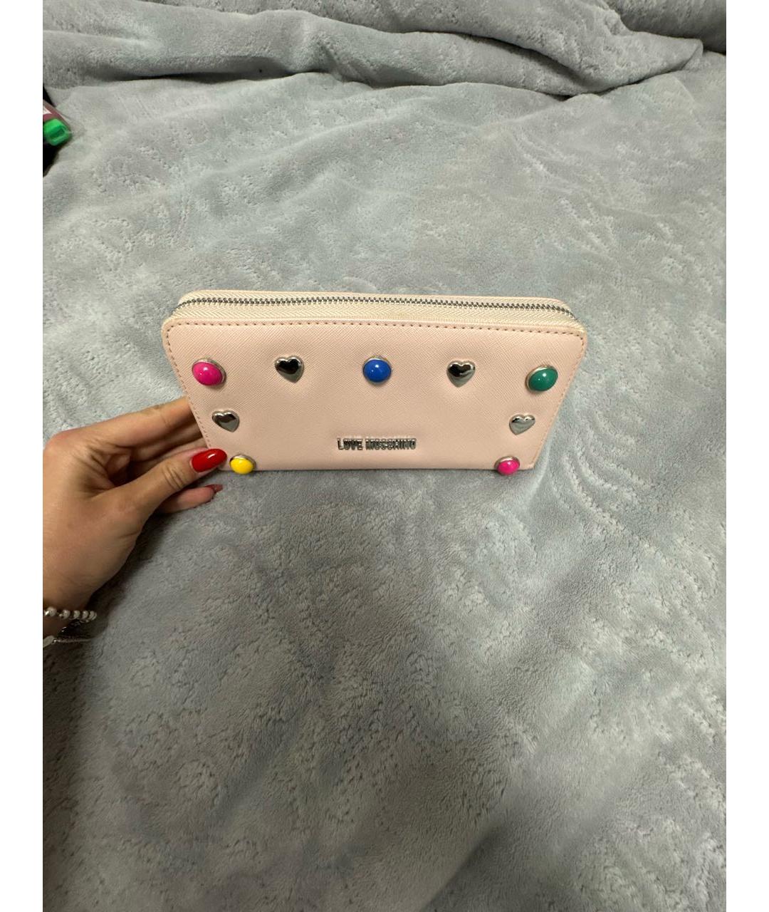 LOVE MOSCHINO Розовый кошелек из искусственной кожи, фото 2