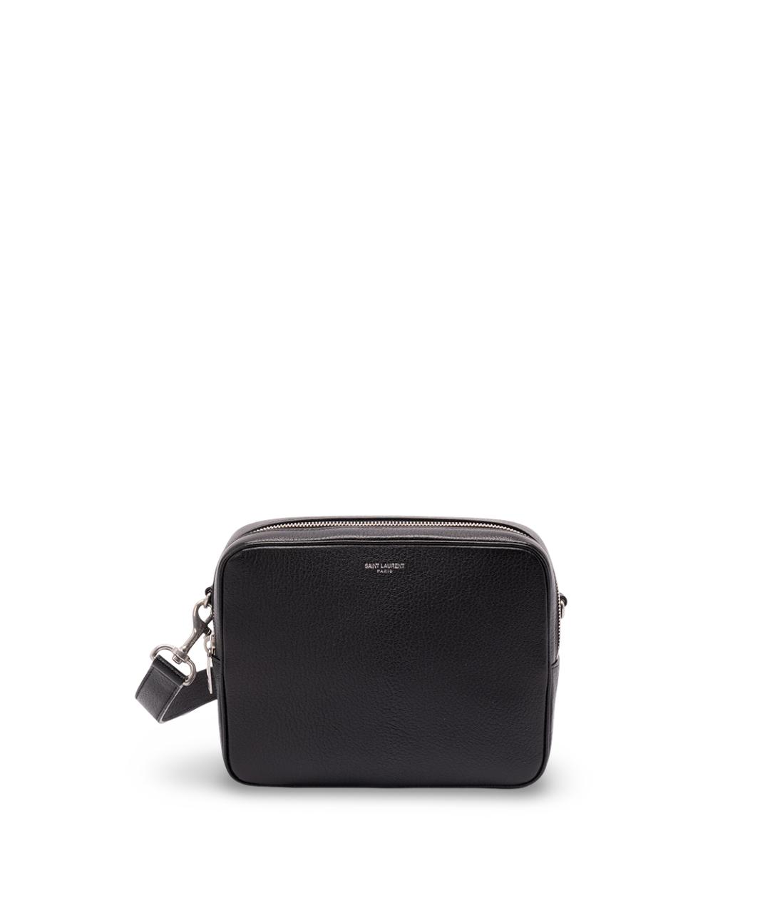 SAINT LAURENT Черная кожаная сумка на плечо, фото 1