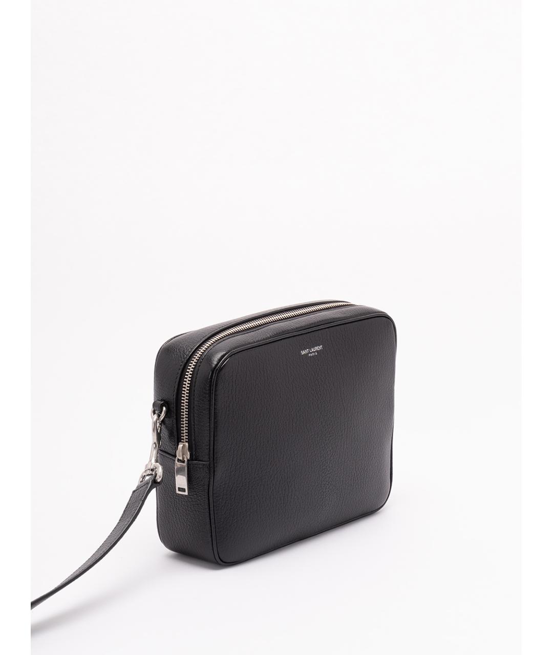 SAINT LAURENT Черная кожаная сумка на плечо, фото 3