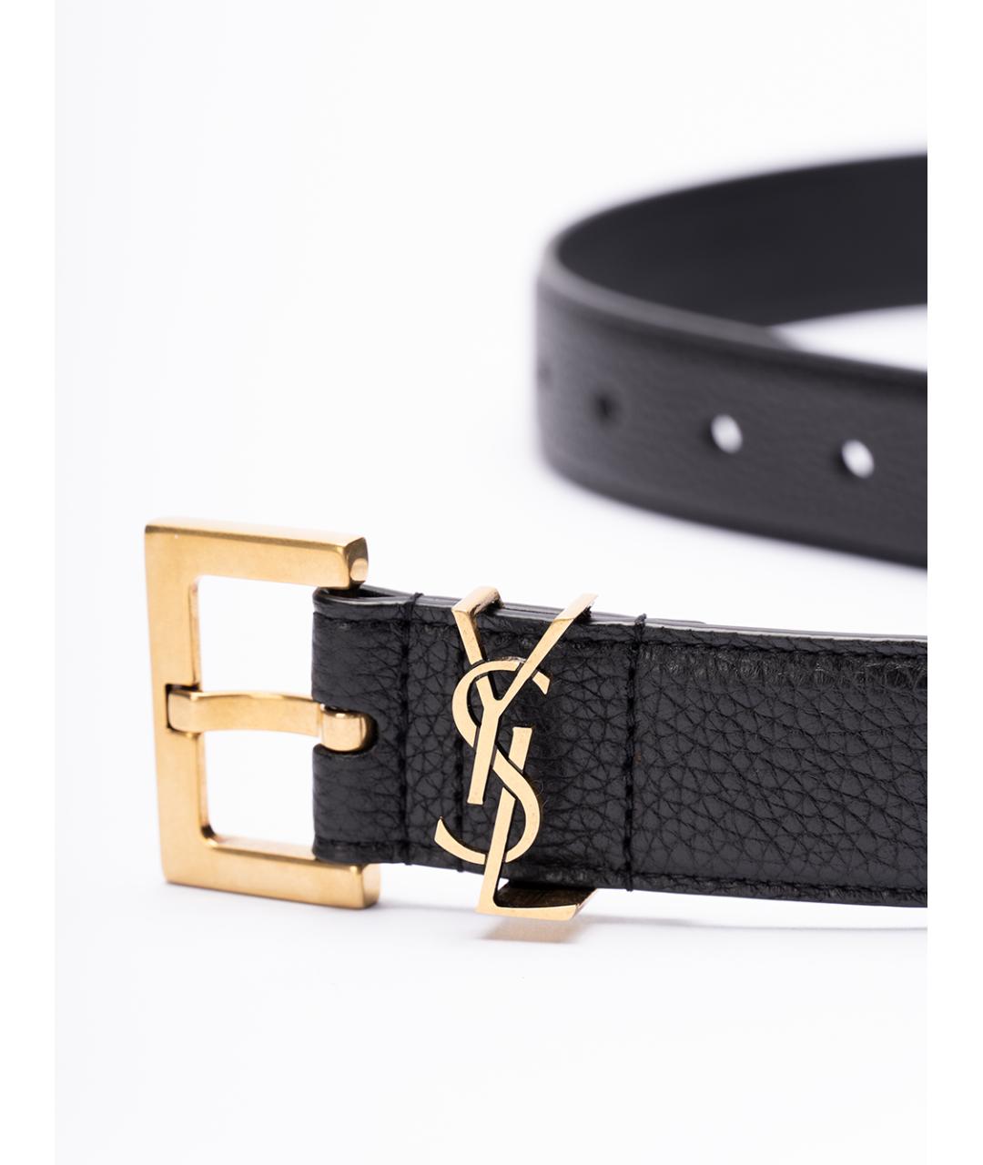 SAINT LAURENT Черный кожаный ремень, фото 2