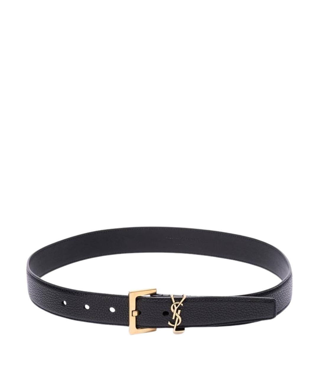 SAINT LAURENT Черный кожаный ремень, фото 1