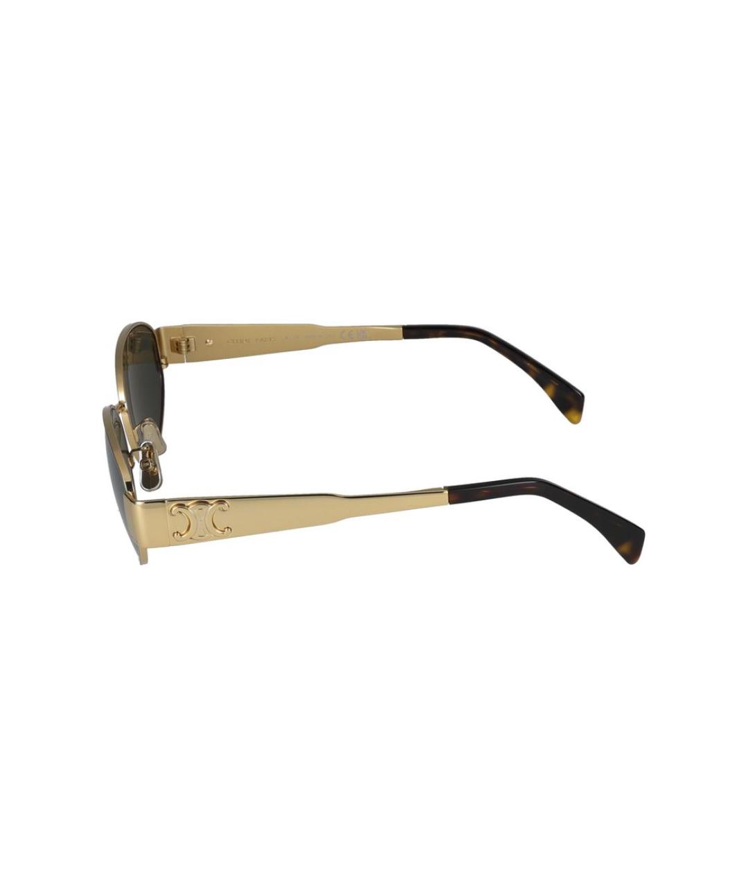 CELINE Золотые металлические солнцезащитные очки, фото 3