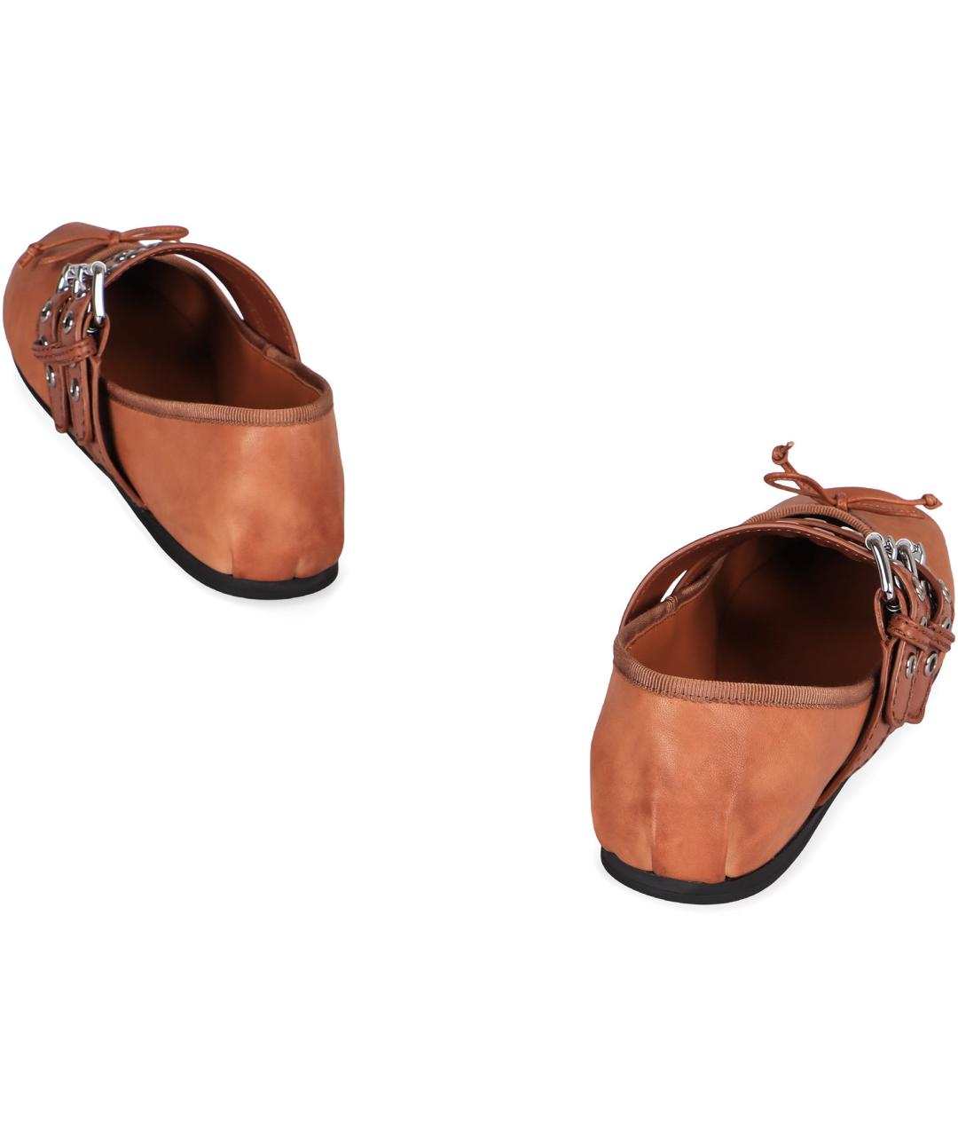 MIU MIU Коричневые кожаные балетки, фото 5