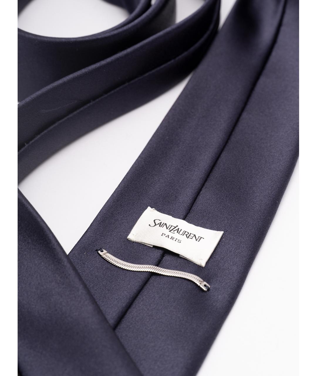 SAINT LAURENT Черный шелковый галстук, фото 2
