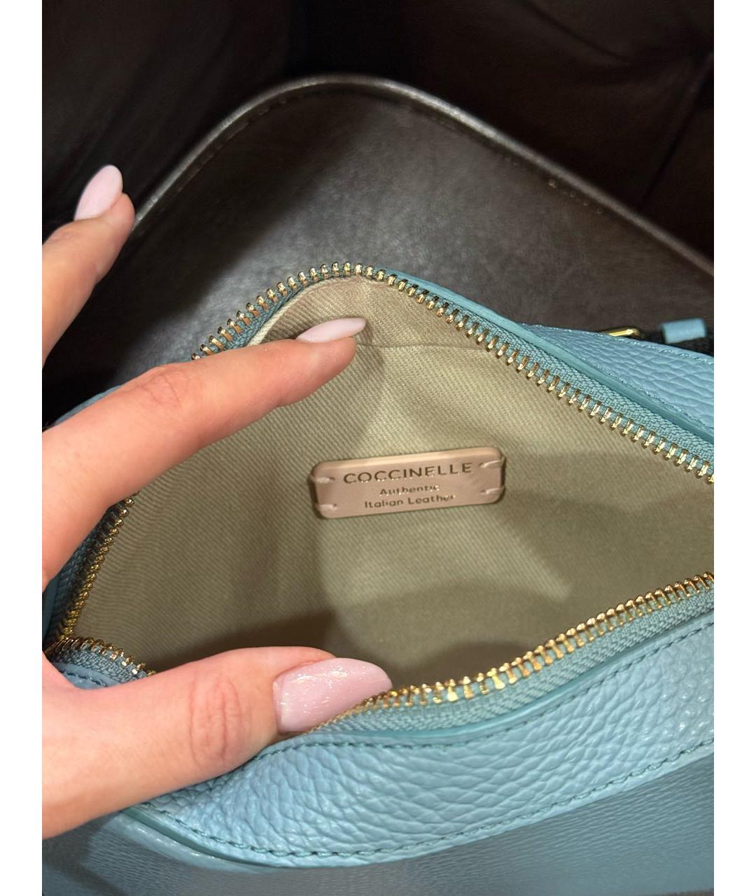 COCCINELLE Голубая кожаная сумка через плечо, фото 6