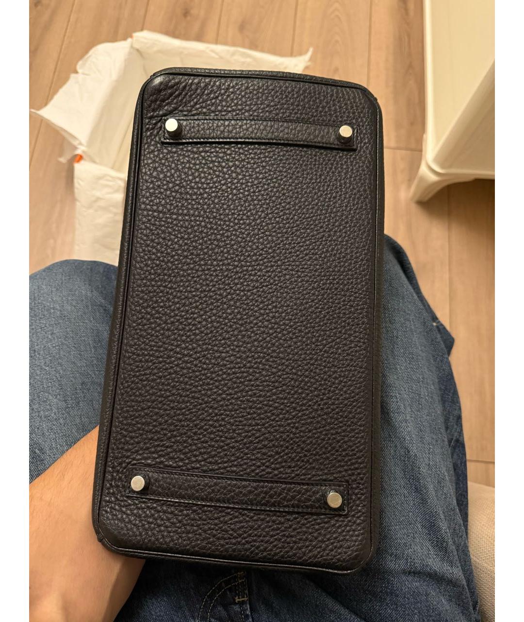 HERMES Черная кожаная сумка с короткими ручками, фото 3