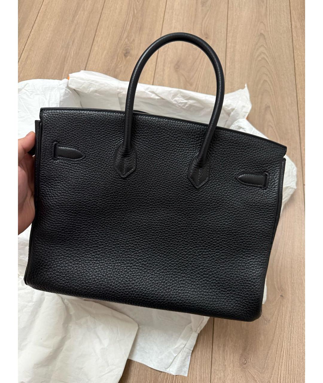 HERMES Черная кожаная сумка с короткими ручками, фото 2