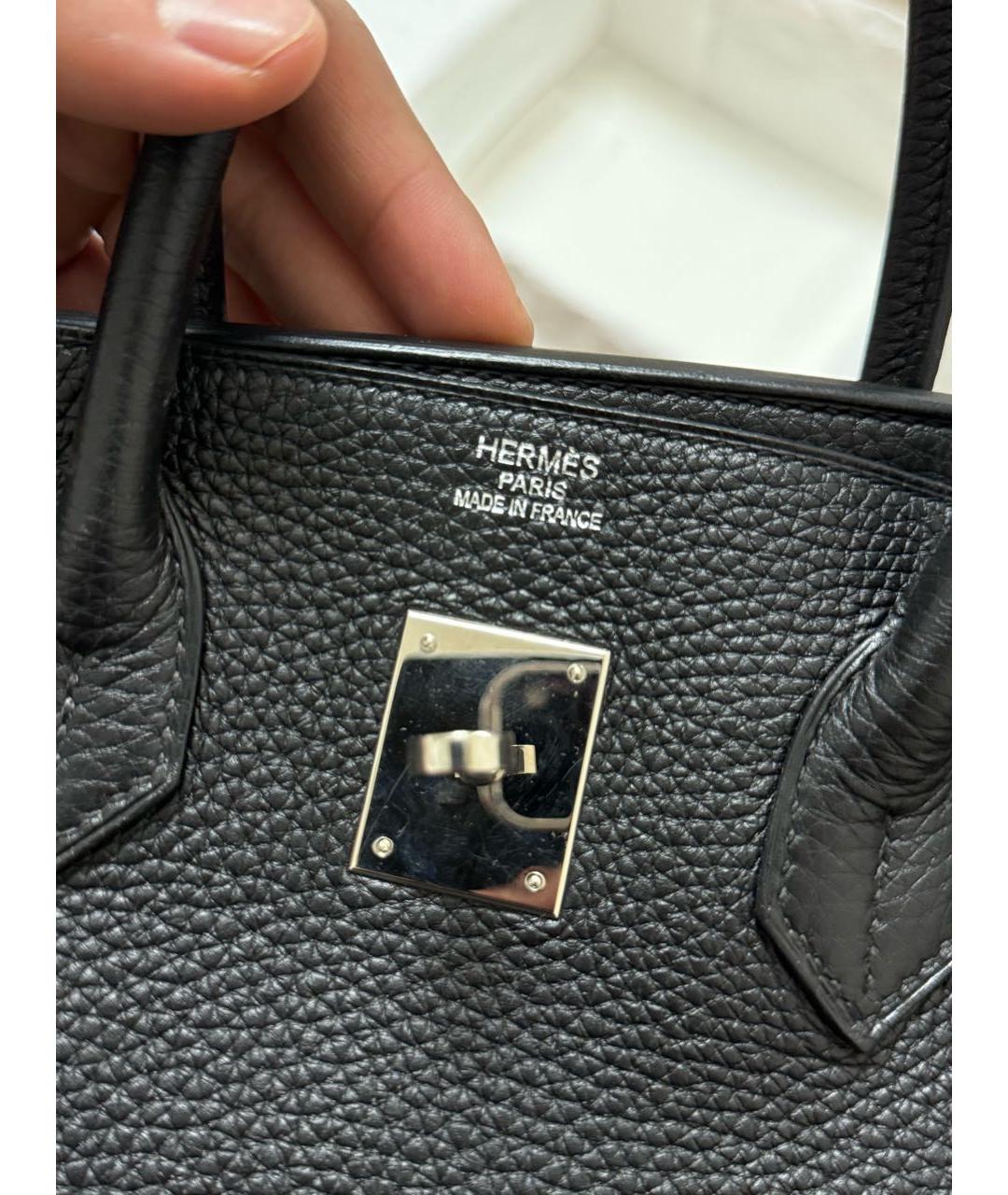 HERMES Черная кожаная сумка с короткими ручками, фото 4