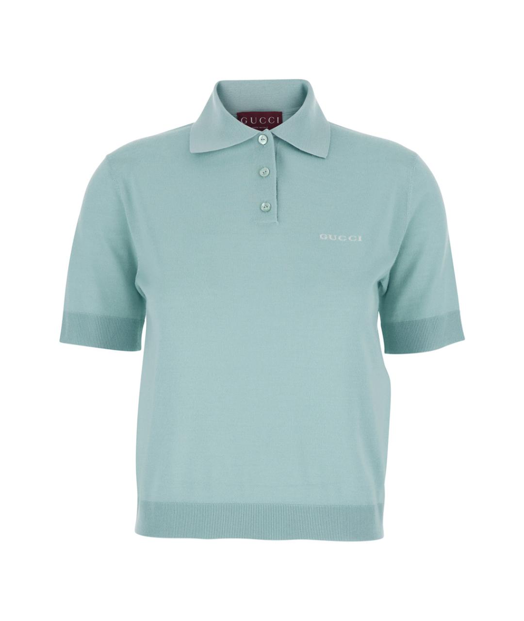 GUCCI Голубая шерстяная футболка, фото 1