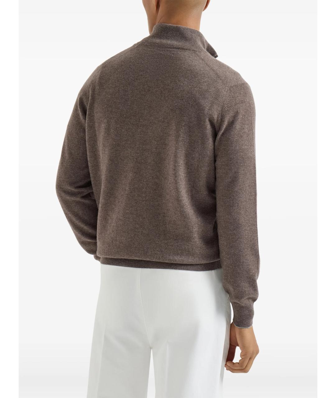 BRUNELLO CUCINELLI Коричневый кашемировый джемпер / свитер, фото 4