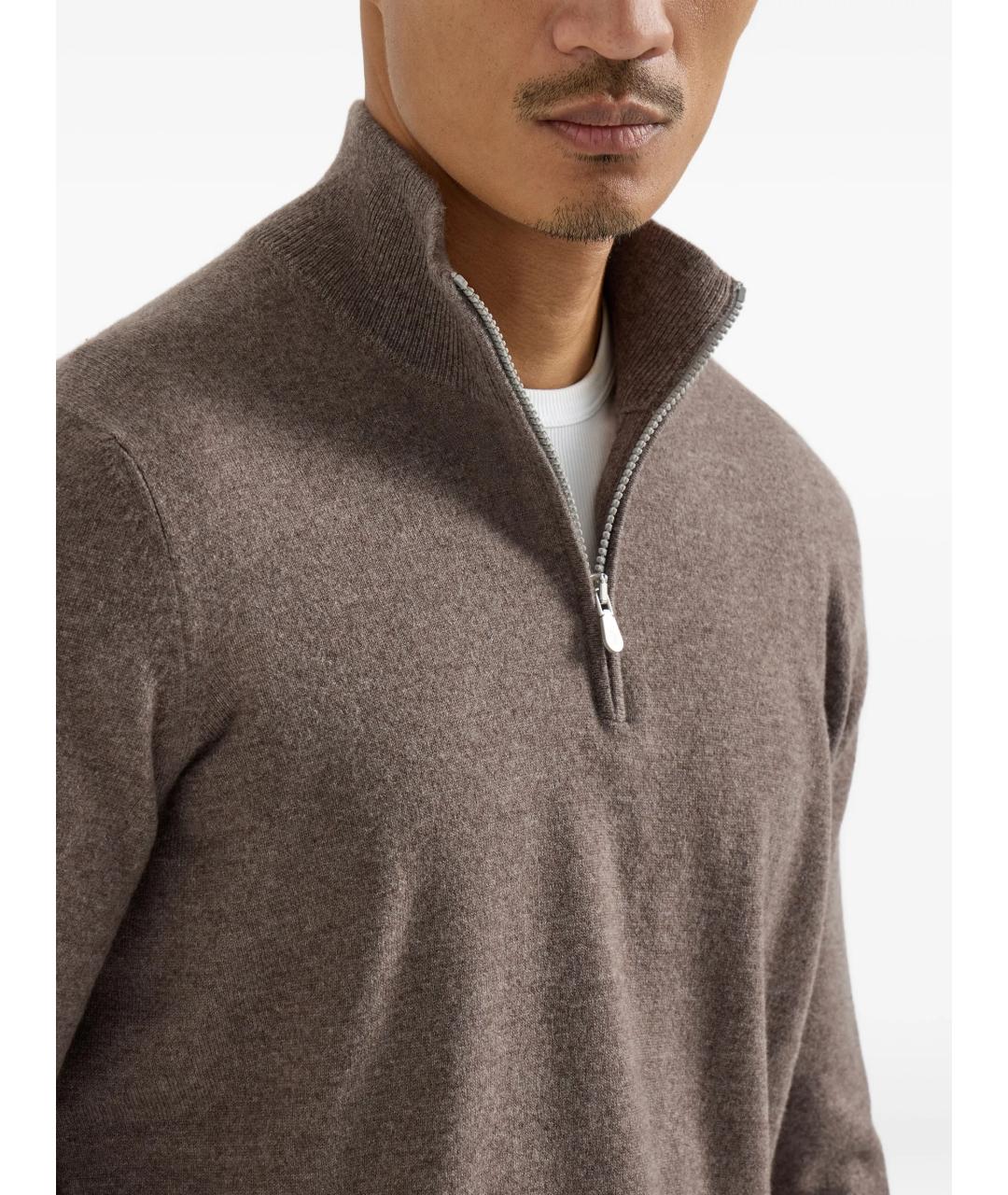 BRUNELLO CUCINELLI Коричневый кашемировый джемпер / свитер, фото 5