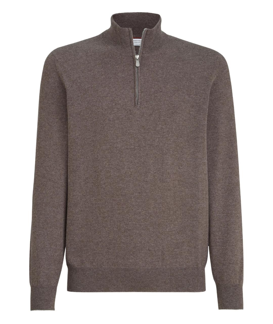 BRUNELLO CUCINELLI Коричневый кашемировый джемпер / свитер, фото 1