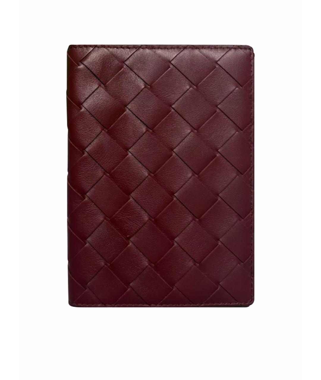 BOTTEGA VENETA Бордовый кожаный кошелек, фото 1