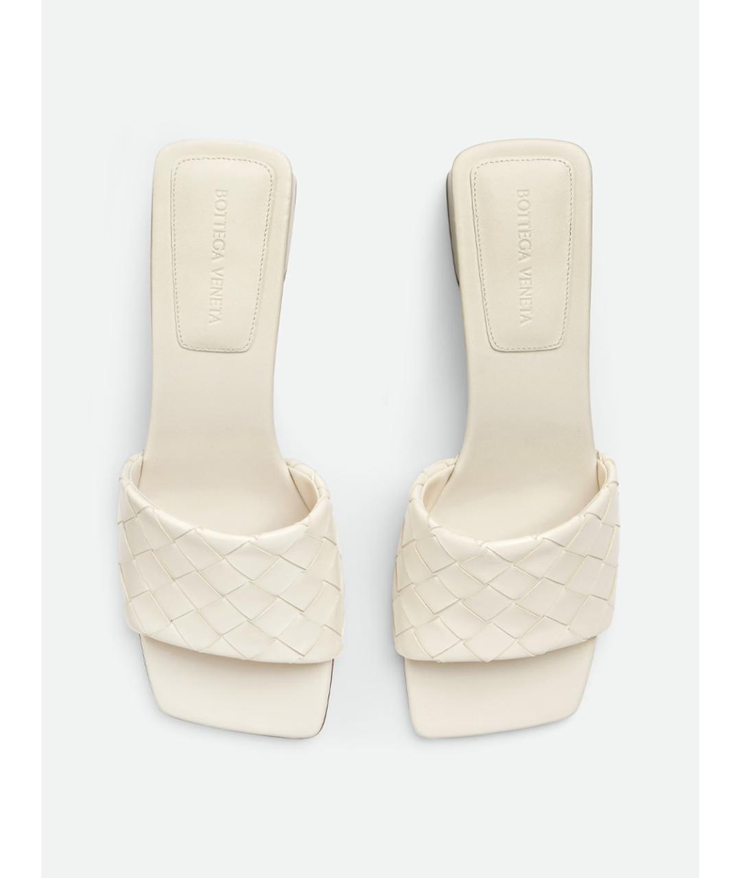 BOTTEGA VENETA Белые кожаные мюли, фото 4