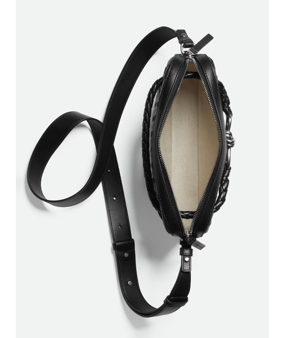 BOTTEGA VENETA Черная кожаная сумка на плечо, фото 4