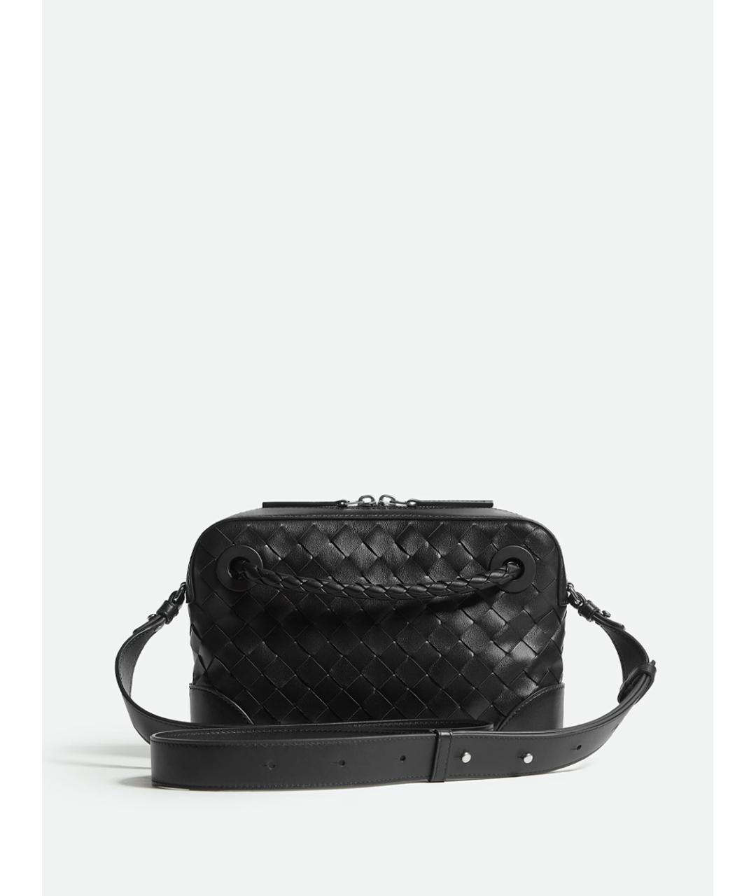 BOTTEGA VENETA Черная кожаная сумка на плечо, фото 2