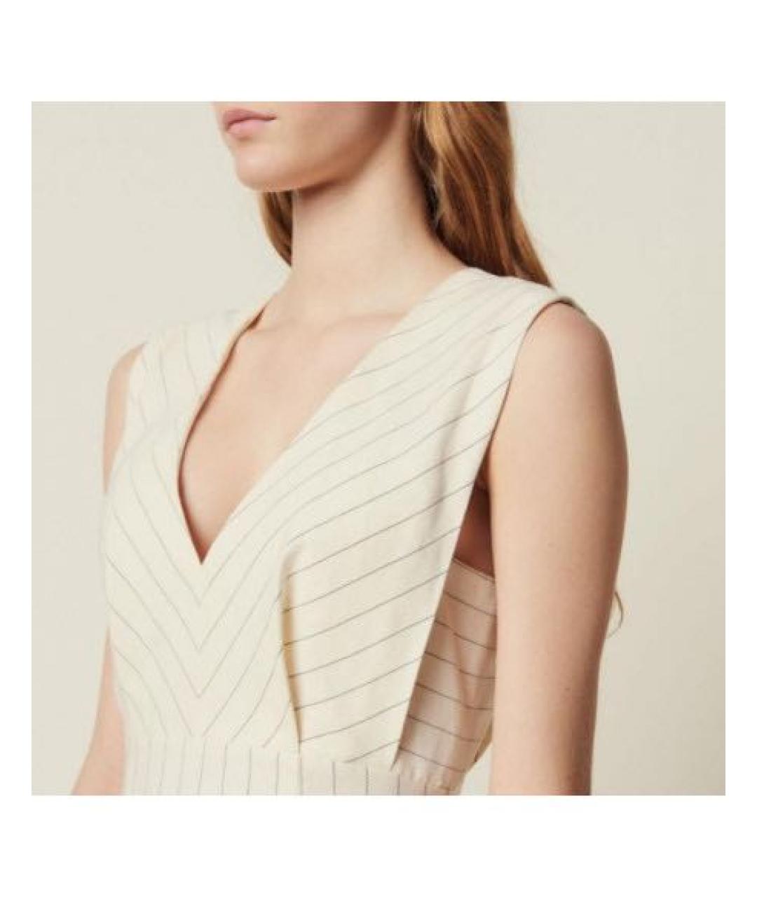 SANDRO Белое хлопковое коктейльное платье, фото 5