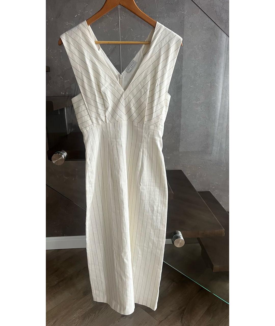 SANDRO Белое хлопковое коктейльное платье, фото 8