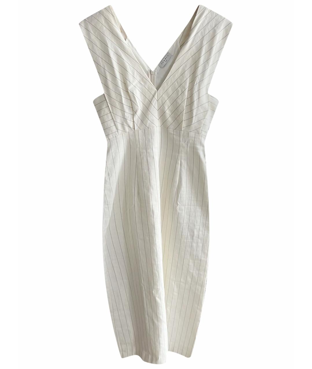 SANDRO Белое хлопковое коктейльное платье, фото 1