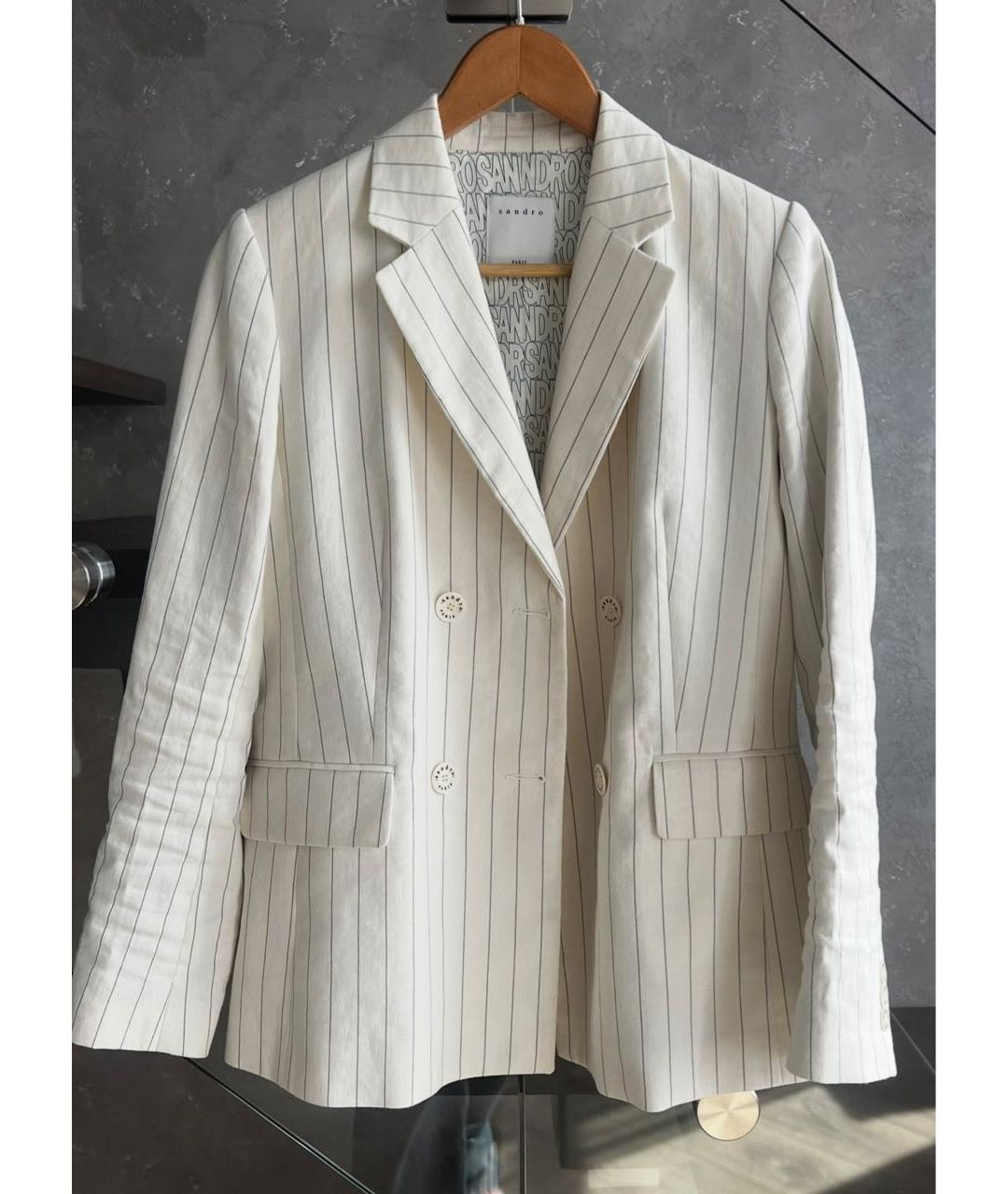 SANDRO Белое хлопковое коктейльное платье, фото 6