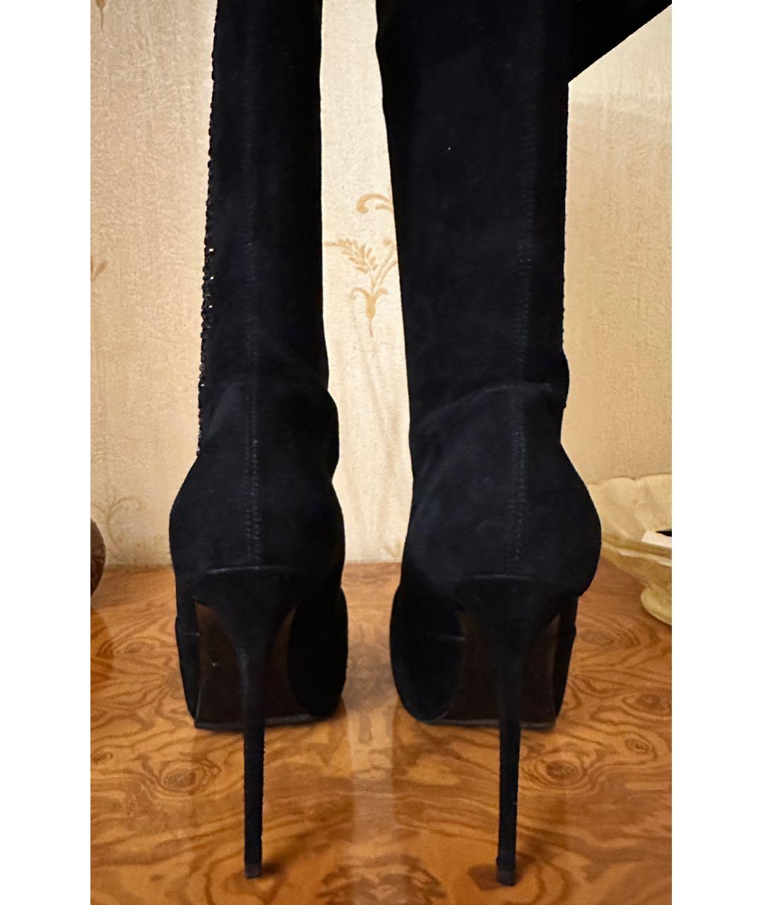 LE SILLA Черные замшевые ботфорты, фото 4