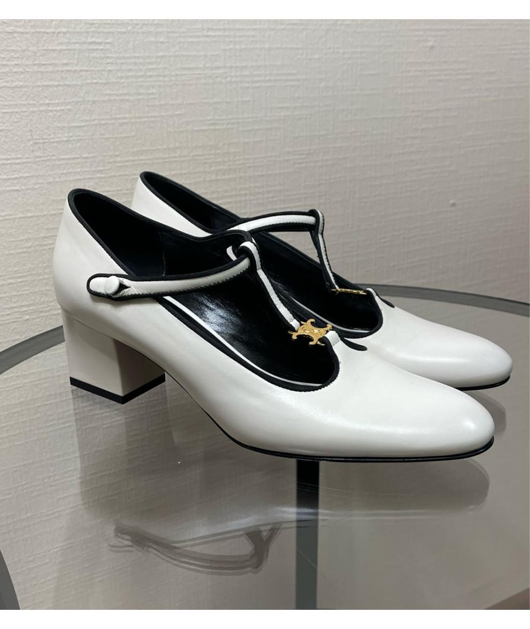 CELINE Белые кожаные туфли, фото 6