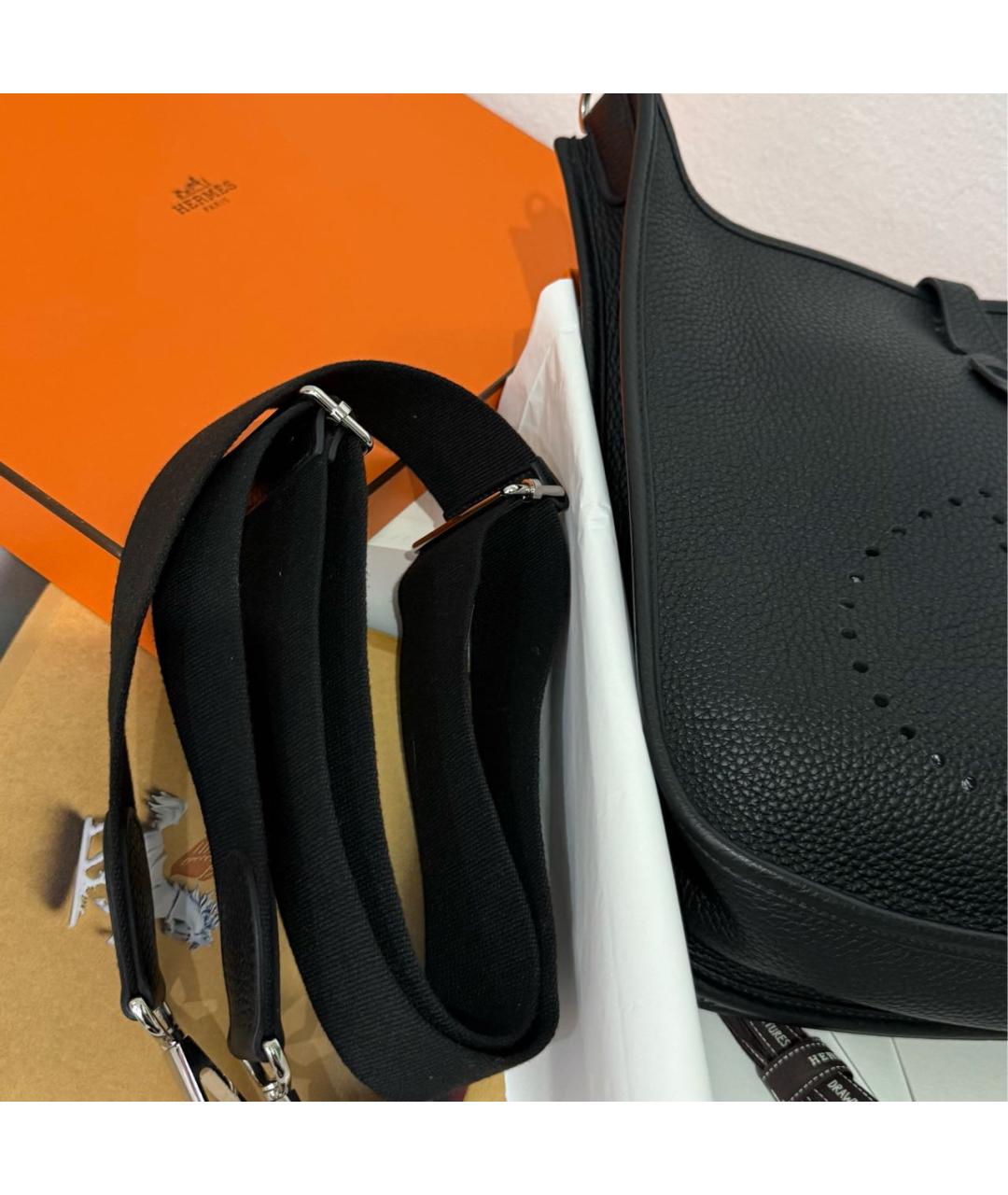 HERMES Черная кожаная сумка через плечо, фото 4