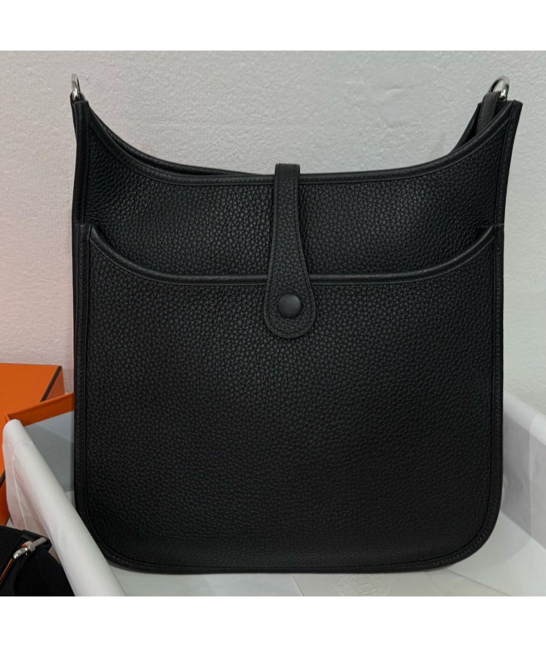 HERMES Черная кожаная сумка через плечо, фото 7