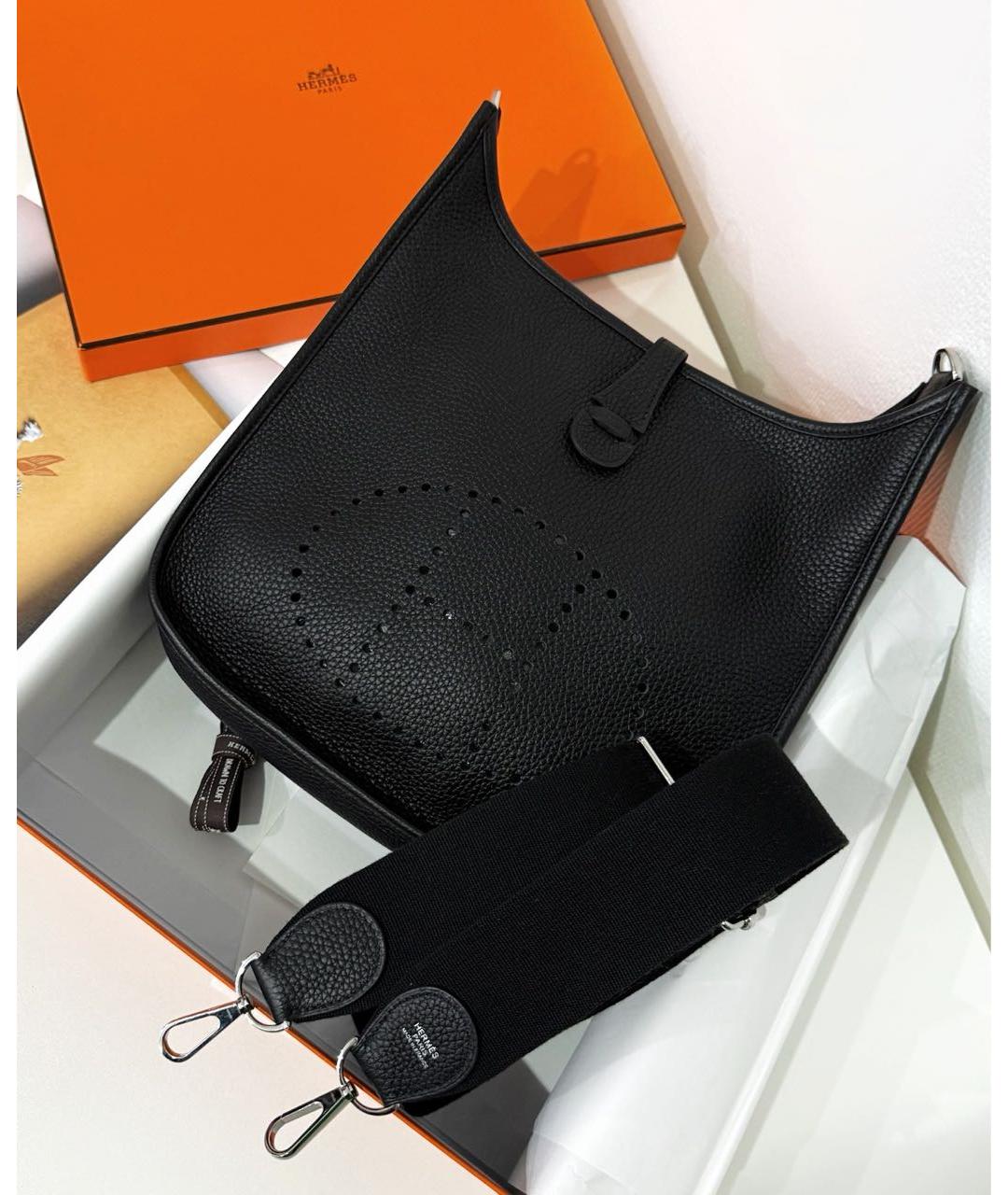 HERMES Черная кожаная сумка через плечо, фото 2