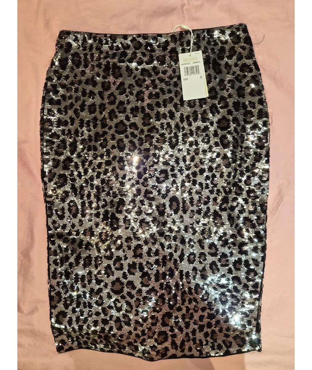 MICHAEL MICHAEL KORS Серебряная полиэстеровая юбка миди, фото 4