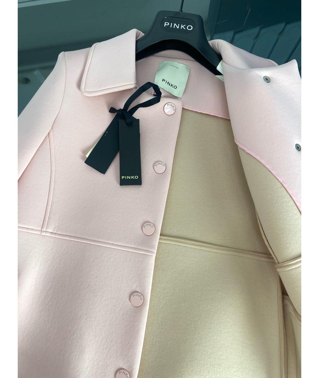 PINKO Розовое полиэстеровое пальто, фото 3