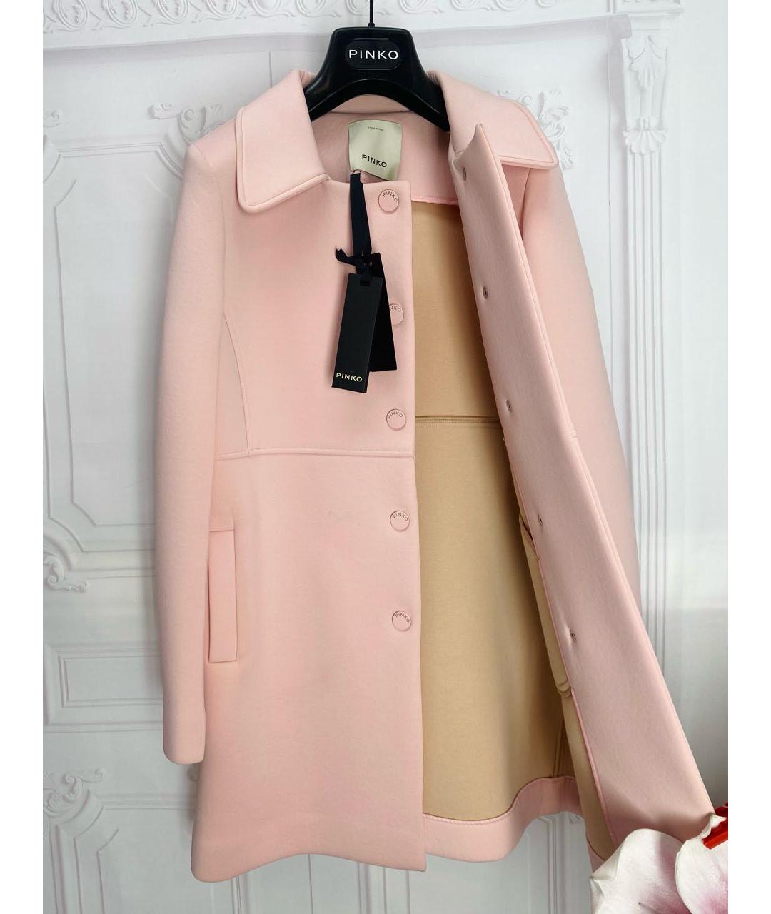 PINKO Розовое полиэстеровое пальто, фото 5